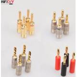 Speaker adapter goud HIFIDIY LIVE 4PCS/Set 4mm Pure Copper Gold Plated Banana Plug Connector For Audio Video Terminal Connectors Kit