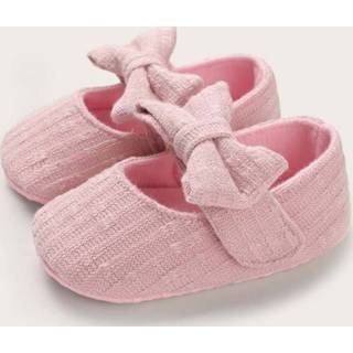 Roze baby's meisjes Baby Girl Bow Decor Velcro Strap Flats