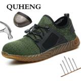 Veiligheidsschoen steel vrouwen QUHENG Work Safety Shoes Woman and Men Be Applicable Outdoor Toe Anti Smashing Anti-slip Puncture Proof Boots