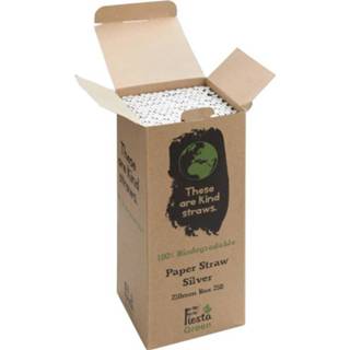 👉 Papieren rietje zilver donkergroen Fiesta Green biologisch afbreekbare rietjes - 250