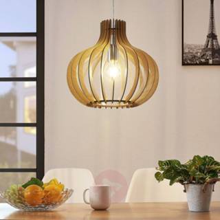 👉 A++ licht hout houten metaal Ballonvormige lamp Sina, helder