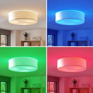 👉 Plafondlamp warmwit + multicolour IOS app Amazon Alexa wit a+ stof LED RGB Alwine, direct aan het plafond