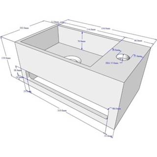 👉 Fontein active Solid Surface & handdoekhouder rechts 356x203x159