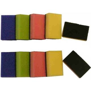Schuursponsje active medium Schuurspons assorti kleuren SUPER PROF ca.90x58x30mm. 10 stuks