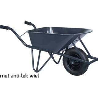 👉 Bouw kruiwagen staal 85 Liter ovale buis softwiel (anti-lek band)...