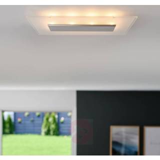 👉 Glazen kap aluminium mat warmwit a+ LED-wandlamp Lole met kap, 59 x 29 cm