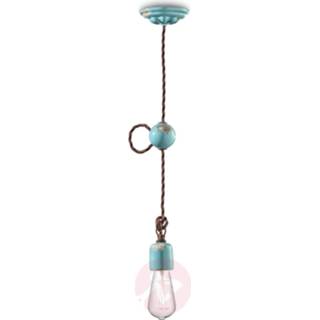👉 Hang lamp ferroluce a++ turkoois antiek keramiek Hanglamp C660
