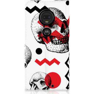 👉 Standcase rood Motorola Moto G7 | Plus Hoesje Design Skull Red 8720091082236