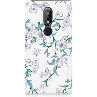 👉 Standcase wit Nokia 7.1 (2018) Uniek Hoesje Blossom White 8720091104648