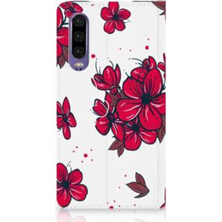 👉 Standcase rood Huawei P30 Hoesje Design Blossom Red 8720091163515