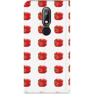 👉 Standcase rood Nokia 7.1 (2018) Hoesje Design Paprika Red 8720091315464