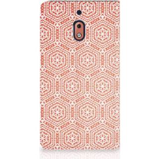 👉 Standcase oranje Nokia 2.1 2018 Uniek Hoesje Pattern Orange 8720091316041