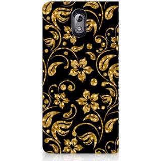 👉 Standcase gouden Nokia 3.1 (2018) Hoesje Design Bloemen 8720091319837