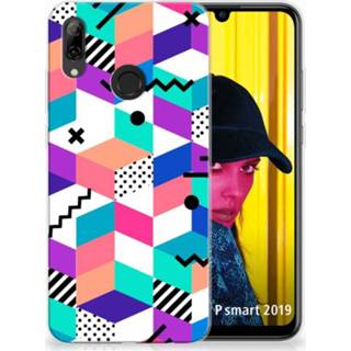 👉 Huawei P Smart 2019 TPU Hoesje Design Blocks Colorful 8720091357181