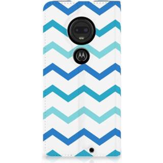 👉 Standcase blauw Motorola Moto G7 | Plus Uniek Hoesje Zigzag 8720091426122