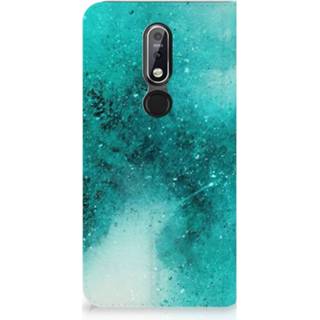 👉 Standcase blauw Nokia 7.1 (2018) Uniek Hoesje Painting Blue 8720091439504