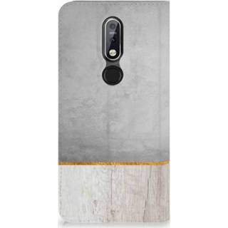 👉 Standcase Nokia 7.1 (2018) Uniek Hoesje Wood Concrete 8720091500594