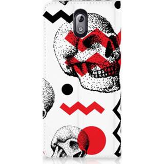 👉 Standcase rood Samsung Galaxy A5 2017 Hoesje Design Skull Red 8718894390184