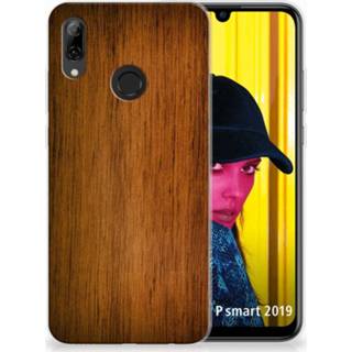 👉 Hout Huawei P Smart 2019 Uniek TPU Hoesje Donker 8720091876026