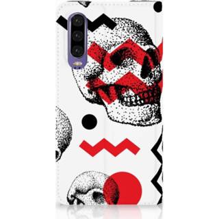 👉 Standcase rood Huawei P30 Hoesje Design Skull Red 8720091900028