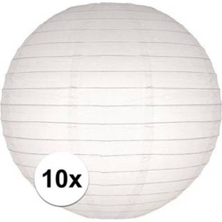 👉 Lampion witte 10x bol bruiloft versiering lampionnen 25 cm