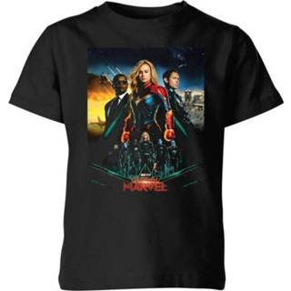 👉 Captain Marvel Movie Starforce Poster Kids' T-Shirt - Black - 11-12 Years - Zwart
