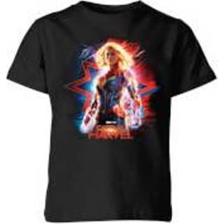 👉 Captain Marvel Poster Kids' T-Shirt - Black - 11-12 Years - Zwart