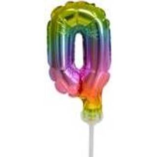 👉 Folie groot ballon cijfer 0 is 13 cm regenboog kleuren 8719409088169