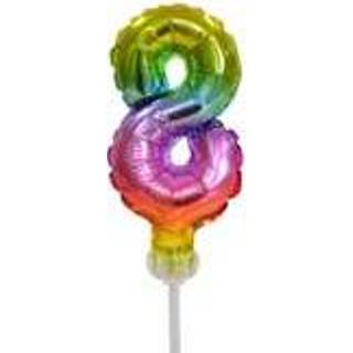 👉 Folie groot ballon cijfer 8 is 13 cm regenboog kleuren 8719409088213