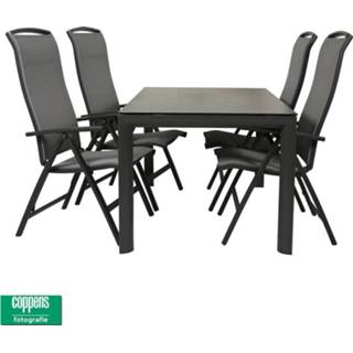 👉 Tafel grijs aluminium Baltimore 180 met 4 stoelen Houston