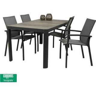 👉 Tafel aluminium grijs Queens 161 met 4 Tampa dining stoelen