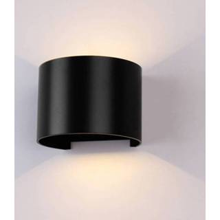 Wand lamp warm wit CE zwart aluminium LED Wandlamp 6 Watt 3000K 660lm IP65 Rond 3800157616409