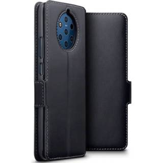 👉 Portemonnee zwart echt leer ruimte voor papiergeld slim folio hoes Qubits - lederen wallet Nokia 9 PureView 5053102840796