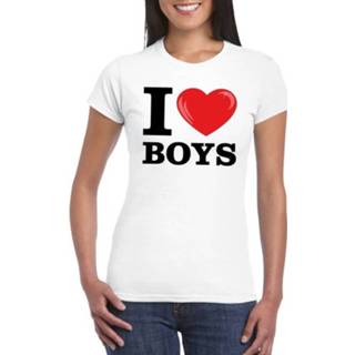 👉 Shirt vrouwen XS jongens wit I love boys t-shirt dames