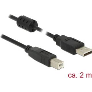 👉 Delock USB 2.0 Aansluitkabel [1x USB-A 2.0 stekker - 1x USB-B 2.0 stekker] 2 m Zwart Met Ferrietkern