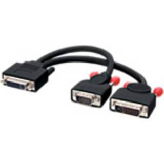 👉 Adapterkabel zwart LINDY DVI / VGA [1x DVI-bus 24+5-polig - 1x VGA-stekker, DVI-stekker 24+1-polig] 25 cm 4002888412049