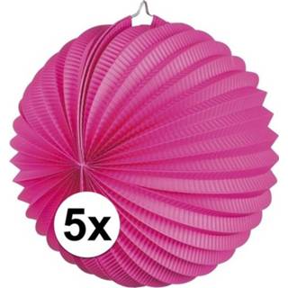 👉 Lampion magenta roze 5x Lampionnen fuchsia 22 cm