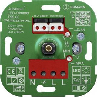 👉 Gloeilamp Ehmann 5500c0000 Universele dimmer Geschikt voor lampen: Gloeilamp, Halogeenlamp, LED-lamp 4012096007388