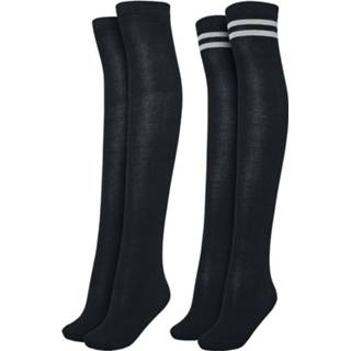 👉 Sock zwart grijs vrouwen Urban Classics Ladies Overknee Socks 2-Pack Kniekousen zwart/zwart-grijs 4053838049136