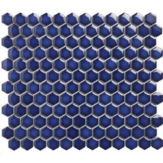 👉 Wandbekleding blauw porselein geglazuurd cobalt UCI Barcelona mozaiëktegel 2,3x2,6x0,5cm hexagon wand bekleding voor binnen en buiten vorstbestendig glanzend AFH23700 8719699052840