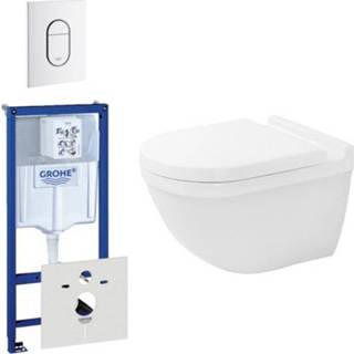 👉 Toiletset wit Duravit Starck bestaande uit inbouwreservoir, toiletpot, toiletzitting en bedieningsplaat 729205/729242/SW207588