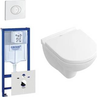 👉 Toiletset wit Villeroy & Boch O.novo compact bestaande uit inbouwreservoir, toiletpot, toiletzitting en bedieningsplaat 729205/729126/124162/124182