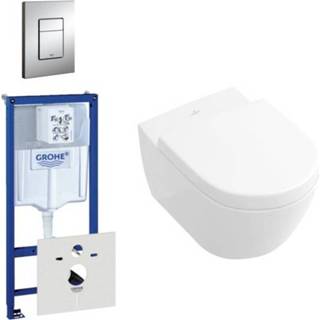 👉 Toiletset chroom wit Villeroy & Boch Subway 2.0 compact bestaande uit inbouwreservoir, toiletpot, toiletzitting en bedieningsplaat mat 729205/720002/1025456/1024232