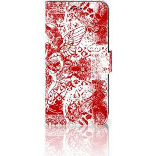 👉 Rood Xiaomi Mi A2 Lite Boekhoesje Design Angel Skull Red 8720091201774