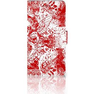 👉 Rood Motorola Moto G7 Play Boekhoesje Design Angel Skull Red 8720091280410