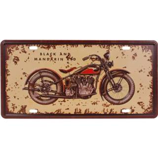 👉 Nummerbord rood mannen zwart Amerikaans - motor rood-