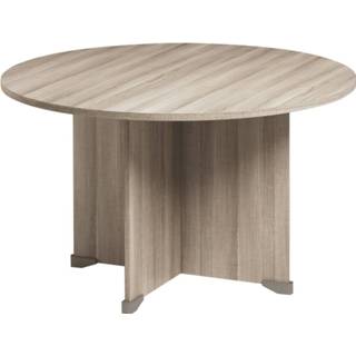 👉 Ronde eettafel grijs eiken spaanplaat jazz van 120 cm breed in