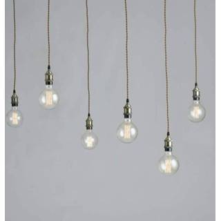 👉 Hanglamp antiek-bruin metaal a++ eco-light zes plafondhaken Groove - spinachtige in vintage-look