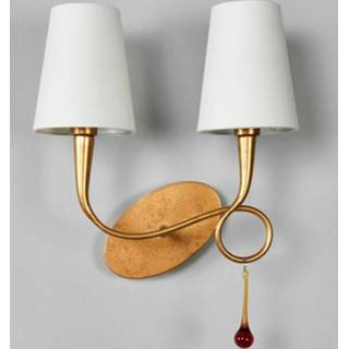 👉 Wandlamp goud textiel metaal a++ mantra Paola m 2 lampjes lampenk