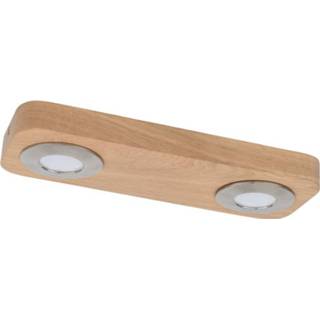 👉 Plafondlamp eiken houten metaal warmwit a+ spot-light LED Sunniva in natuurl. ontwerp